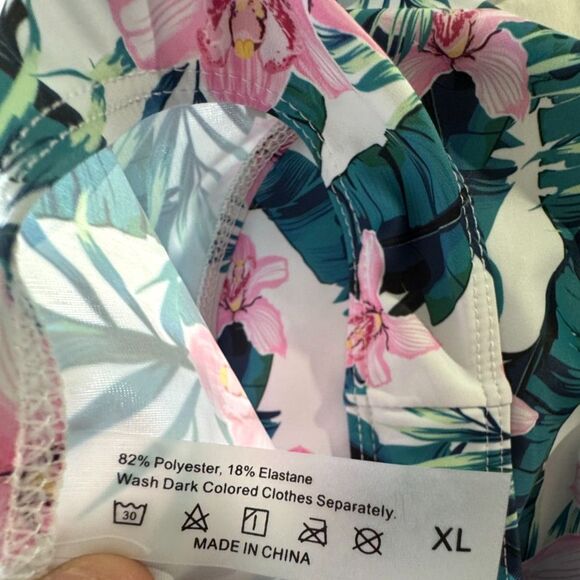 3PC Shein Swimsuit Set XL (Fits L/12-13) Floral High Waist Skirt Bottoms & Top - Picture 8 of 8